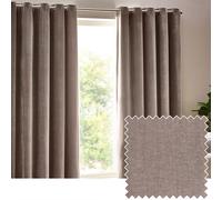 Yard Heavy Chenille Woven Velvet Eyelet Curtain in Beige | Size: 229 cm width x 137 cm drop Yard Beige 229 cm width x 137 cm drop