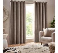 Yard Heavy Greige Chenille Room Darkening Eyelet Curtains