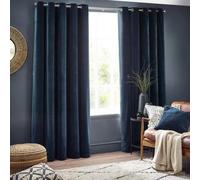 Yard Heavy Navy Chenille Room Darkening Eyelet Curtains