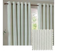 furn. Yard Hebden Blackout Eyelet Curtain Pair - Ultra Soft Cotton Lined Striped Curtains (Eucalyptus - 168x229cm)