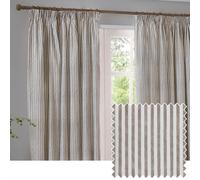 Yard Hebden 100% Cotton Blackout Pencil Pleat Curtain Pair in Light Brown | Size: 168 cm width x 183 cm drop Yard Light Brown 168 cm width x 183 cm drop
