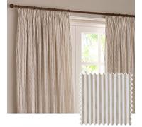 Yard Hebden 100% Cotton Blackout Pencil Pleat Curtains Natural 229Cm Width 137Cm Drop, Cream