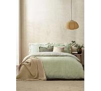 furn. Yard Hebden Mélange Stripe Cotton Duvet Set - Ultra Soft Reversible Striped Bedding (Forest - Super King)