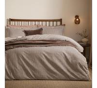 Yard Hebden 100% Cotton Stripe Duvet Cover Set (Espresso Brown,King) | Reversible Stripe Design Soft Breathable Comfort Bedding