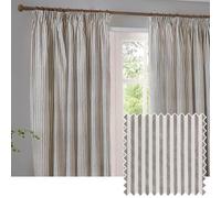 Yard Hebden Blackout Pencil Pleat Curtain Pair - Ultra Soft Cotton Lined Striped Curtains (Mole - 229x183cm)
