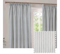 Yard Hebden 100% Cotton Blackout Pencil Pleat Curtains Mineral Blue 229Cm Width 183Cm Drop, Blue