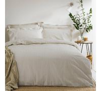 furn. Yard Hebden Mélange Stripe Cotton Duvet Set - Ultra Soft Reversible Striped Bedding (Natural - Single)