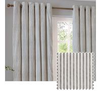 Yard Gear Eyelet Curtain Pair Yard Hebden - Striped 100% Cotton Lined - Mole 229x229cm