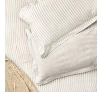 Furn. Yard Hebden Mélange Stripe 100% Cotton Pillowcase Pair - Soft Textured Striped Design (Natural - 50x75cm)