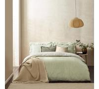 Yard Hebden Mélange Stripe Cotton Duvet Set - Ultra Soft Reversible Striped Bedding (Forest - Double)