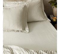 Yard Hebden Narrow Stripe Fitted Sheet - Ultra Soft 100% Cotton Striped Bed Sheet (Mole - Double - 137x190x32cm)