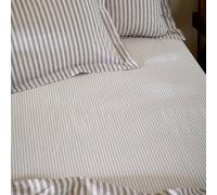 Yard Hebden Narrow Stripe 100% Cotton Fitted Sheet in Light Grey | Size: Double Fitted Yard Light Grey Double Fitted