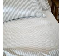 Yard Hebden 100% Cotton Narrow Stripe Fitted Sheet King, Blue