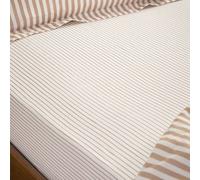 Yard Hebden Narrow Stripe 100% Cotton Fitted Sheet in Tan | Size: Super King Yard Tan Super King