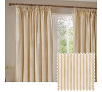 Yard Hebden Pencil Pleat Curtain Pair - Ultra Soft Cotton Lined Striped Curtains (Honey Yellow - 168x229cm)