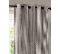 YARD Hebden Pure Cotton Striped Eyelet Curtains Grey Mix