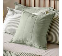 Yard furn Hebden Quilted Washed Cotton Polyester Filled Cushion - Ultra Soft Textured Percale Oxford Edge Pillow (Bay Green - 55x55cm)