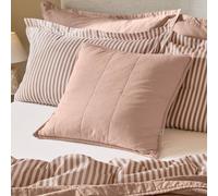 Yard furn Hebden Quilted Washed Cotton Polyester Filled Cushion - Ultra Soft Textured Percale Oxford Edge Pillow (Cotta - 55x55cm)