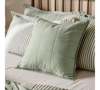 Yard Hebden Quilted Washed Cotton Feather Filled Cushion, Bay Green, 55 X 55Cm