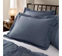 Yard Hebden Relaxed Seersucker Pillowcase Pair - Soft Cotton Textured Pillow Covers (Denim Blue - 75x50cm)