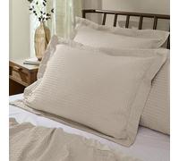 Yard Hebden Relaxed Seersucker Pillowcase Pair - Soft Cotton Textured Pillow Covers (Stone - 75x50cm)