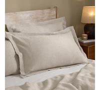 Yard Hebden Relaxed Waffle Pillowcase Pair - Soft Textured Cotton Pillow Covers (Stone - 75x50cm)