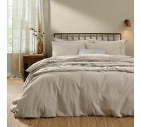 Yard Hebden Seersucker Duvet Cover Set (Stone, Double)
