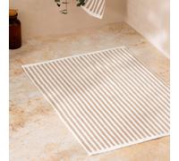 furn. Yard Hebden Striped Cotton Bath Mat - Natural - 50x70cm