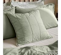 Yard furn Hebden Stripe Cushion Cover - Reversible Ultra Soft Quilted Washed Cotton Percale Striped Case (Forest/Bay Green - 55x55cm)