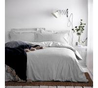 furn. Yard Hebden 100% Cotton Stripe Duvet Cover Set - Reversible Striped Bedding (Grey, Super King)