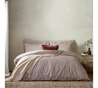 Yard Hebden Striped 100% Cotton Duvet Cover Set in Dark Red | Size: Double Yard Dark Red Double