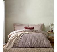 furn. Yard Hebden 100% Cotton Stripe Duvet Cover Set - Reversible Striped Bedding (Beetroot, Super King)