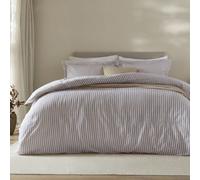 Yard Hebden Striped 100% Cotton Duvet Cover Set, Mauve, Single