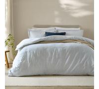 furn. Yard Hebden 100% Cotton Stripe Duvet Cover Set - Reversible Striped Bedding (Mineral Blue, Super King)