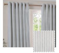 Yard Hebden Striped 100% Cotton Eyelet Curtain Pair in Baby Blue | Size: 117 cm width x 183 cm drop Yard Baby Blue 117 cm width x 183 cm drop
