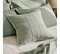 Yard Hebden Striped 100% Cotton Feather Filled Cushion, Eucalyptus/bay Green, 55 X 55Cm