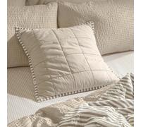 Yard Hebden Striped 100% Cotton Feather Filled Cushion, Mole/stone, 55 X 55Cm