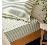 Yard Hebden Striped 100% Cotton Fitted Sheet, Forest, King
