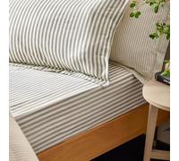 Yard Hebden Striped 100% Cotton Fitted Sheet, Grey