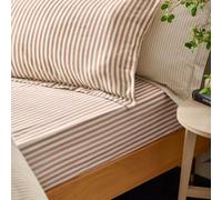 Yard Hebden Striped 100% Cotton Fitted Sheet, Pecan, Double