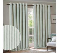 Yard Hebden Striped 100% Cotton Lined Eyelet Curtains, Eucalyptus, (W) 168 X (D) 183Cm
