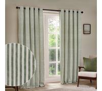 Yard Hebden Striped 100% Cotton Lined Eyelet Curtains, Forest, (W) 168 X (D) 229Cm