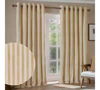 Yard Hebden Striped 100% Cotton Lined Eyelet Curtains, Honey Yellow, (W) 117 X (D) 183Cm