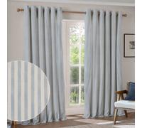 Yard Hebden Striped 100% Cotton Lined Eyelet Curtains, Mineral Blue, (W) 117 X (D) 183Cm