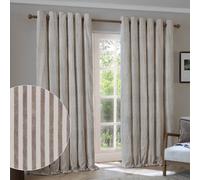 Yard Hebden Striped 100% Cotton Lined Eyelet Curtains, Mole, (W) 117 X (D) 137Cm