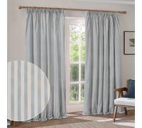 Yard Hebden Pencil Pleat Curtain Pair - Ultra Soft Cotton Lined Striped Curtains (Mineral Blue - 117x137cm)