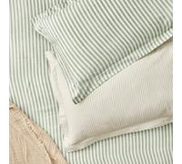 Yard Pillowcase Pair Hebden Stripe Reversible 100% Cotton Forest Green