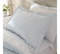 furn. Yard Hebden Mélange Stripe 100% Cotton Pillowcase Pair - Soft Textured Striped Design (Mineral Blue - 50x75cm)