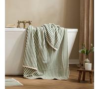 Yard Hebden Striped 100% Cotton Xl Bath Sheet, Forest Green, 100 X 180Cm