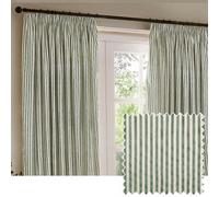 Yard Hebden Striped Cotton Blackout Pencil Pleat Curtains, Forest Green, (W) 117 X (D) 137Cm